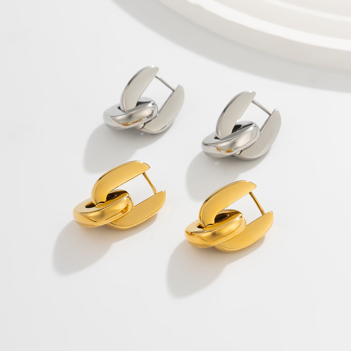 Planderful Vienna Verve Stainless Steel U Shaped Ear Buckle Earrings Removable Chain Ring Everyday Jewelry