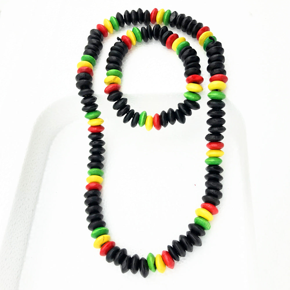 African Rhythms Wooden Beads Necklace Set with Headband