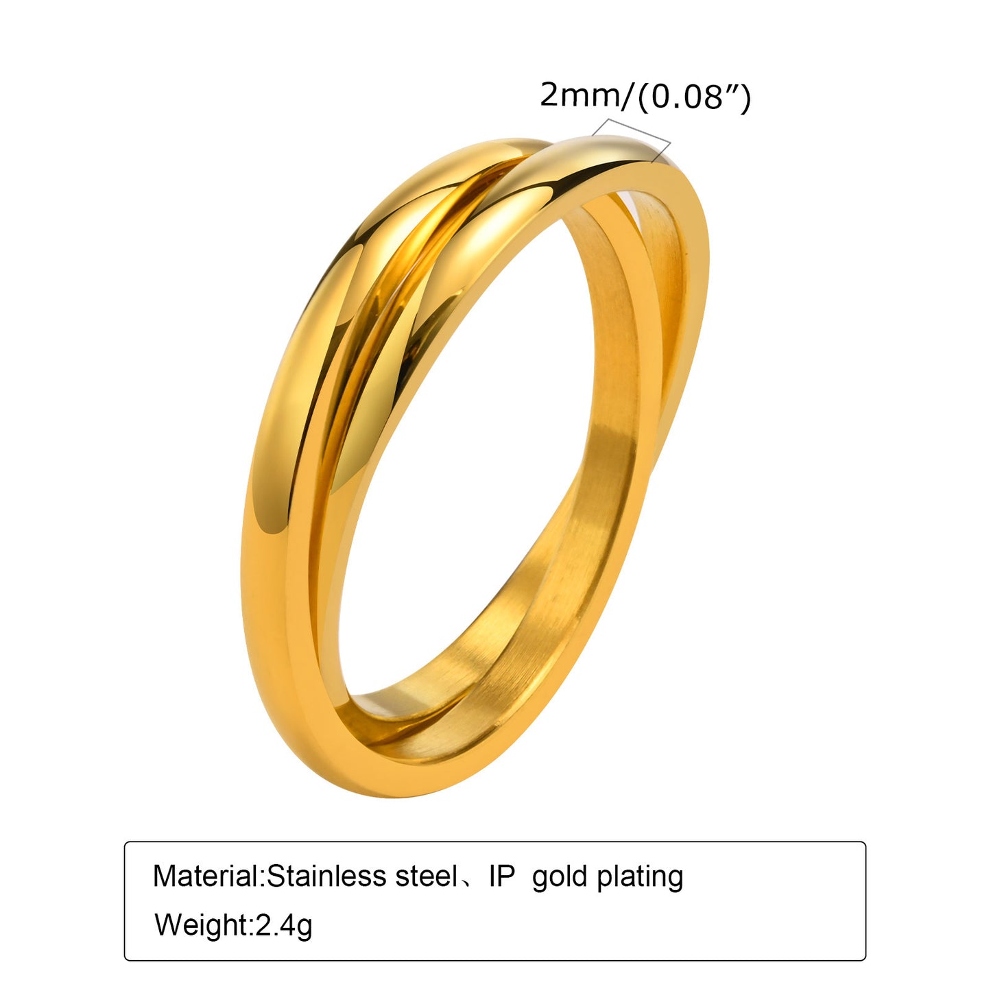 European And American Jewelry Three-In-One Plain Fashion Ring