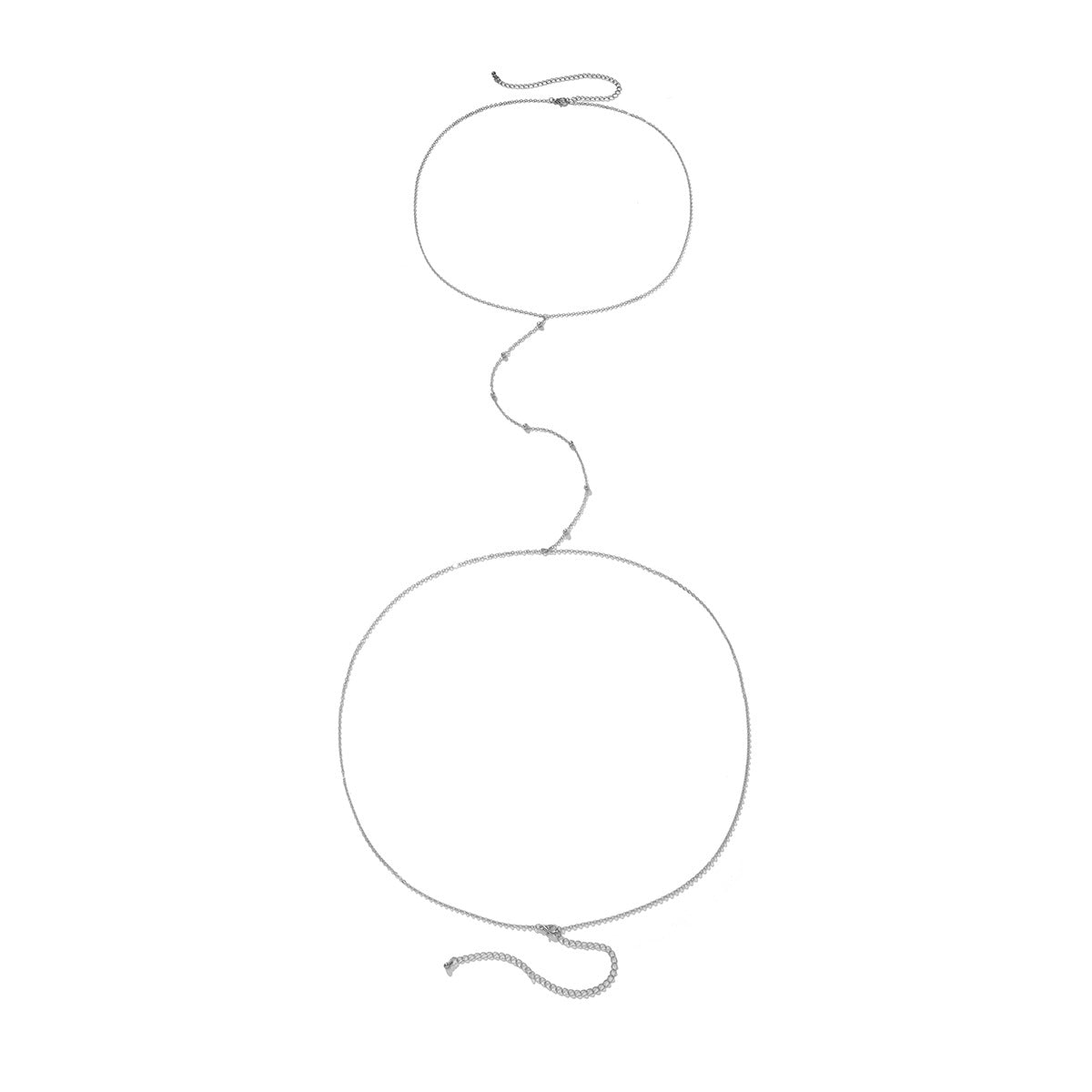 Elegant Hollow Body Chain Necklace and Waist Chain Set with Round Beads for Women