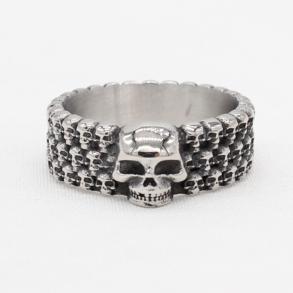 Planderful Skull Ring Titanium Steel For Men Unisex Retro Style Protection Statement Jewelry Sizes 7 8 9 10 11 12