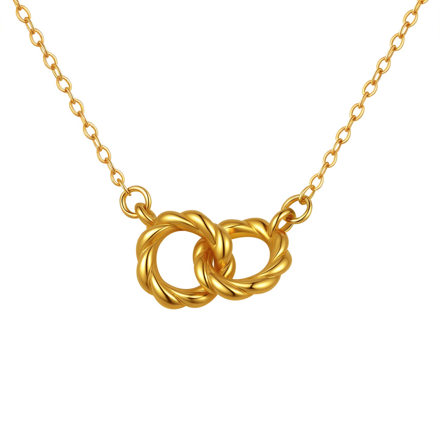 Style Women's Collarbone Chain Stainless Steel Twist Double Ring Necklace
