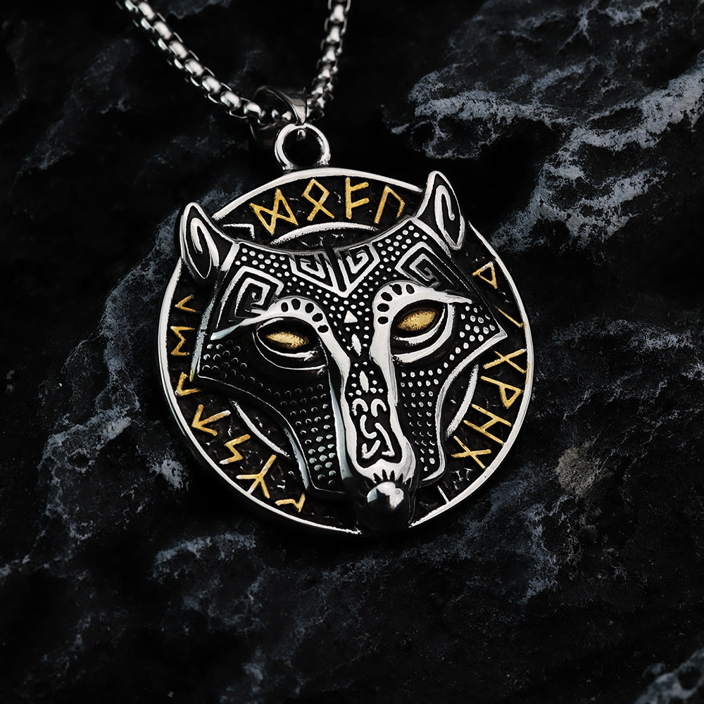 Nordic Men's Jewelry Viking Wolf Head Pendant Necklace