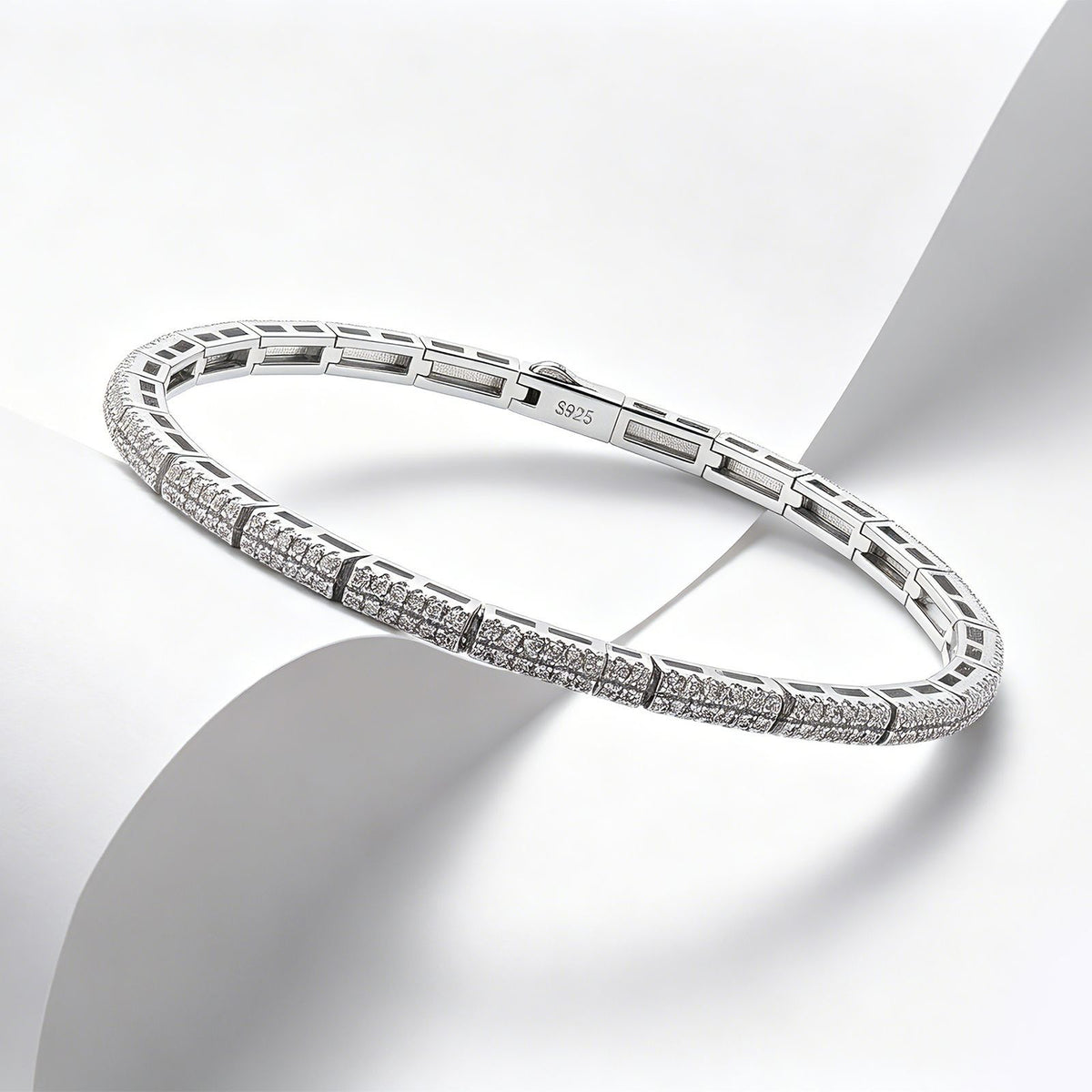 S925 Sterling Silver Moissanite Tennis Pavé Bracelet