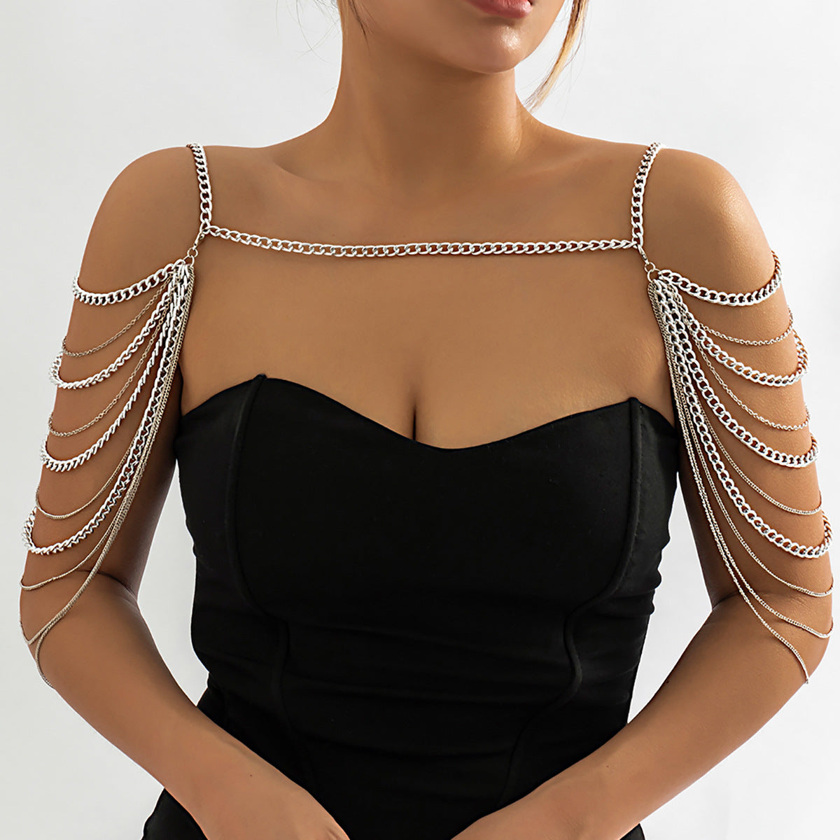 European and American Inspired Jewelry Collection: Vienna Verve Multi-Layered Tassel Necklace and Body Chain for Women