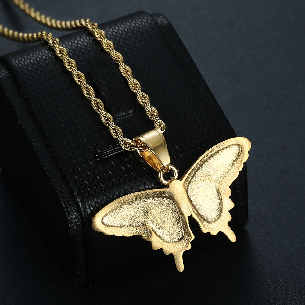 Rhinestone Necklace - Elegant Butterfly Pendant