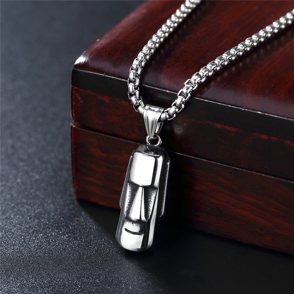 Moai Pendant Titanium Steel Necklace Personalized Unisex Jewelry For Him And Her Premium Planderful Everyday Genie