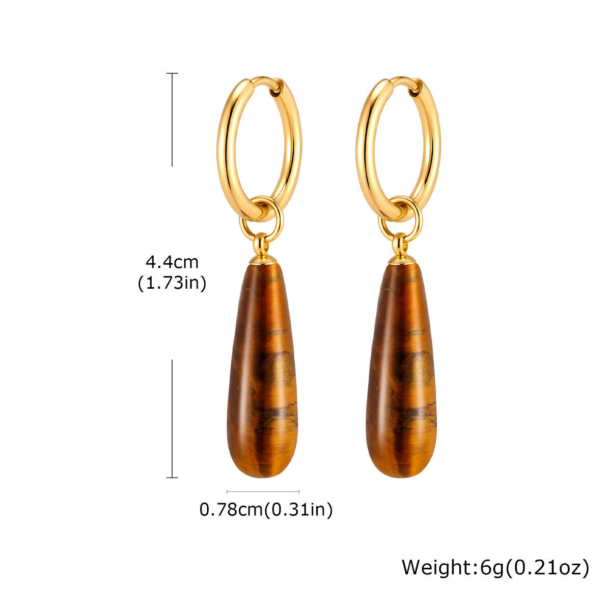 Natural Stone Teardrop Hoop Earrings — 5 Gemstones