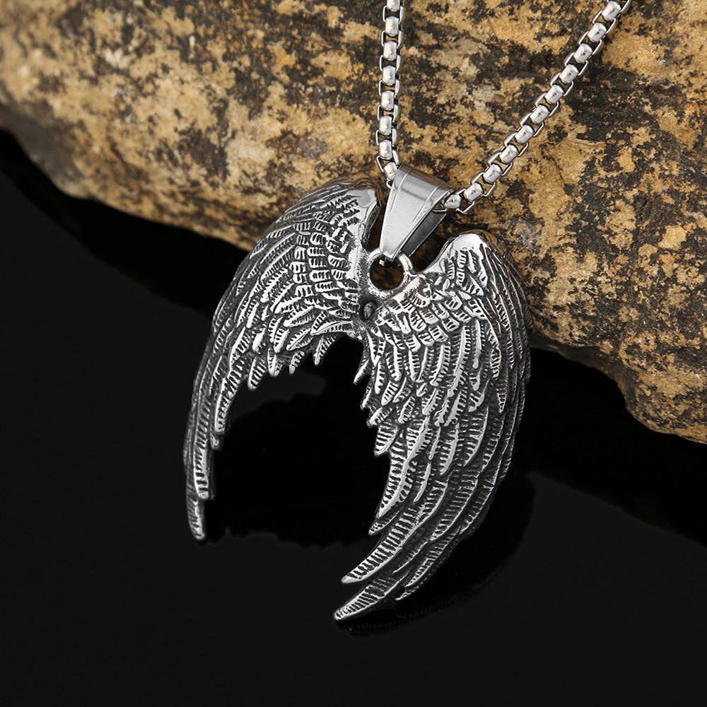 AliExpress Jewelry Wholesale Men's Angel Wings Steel Pendant
