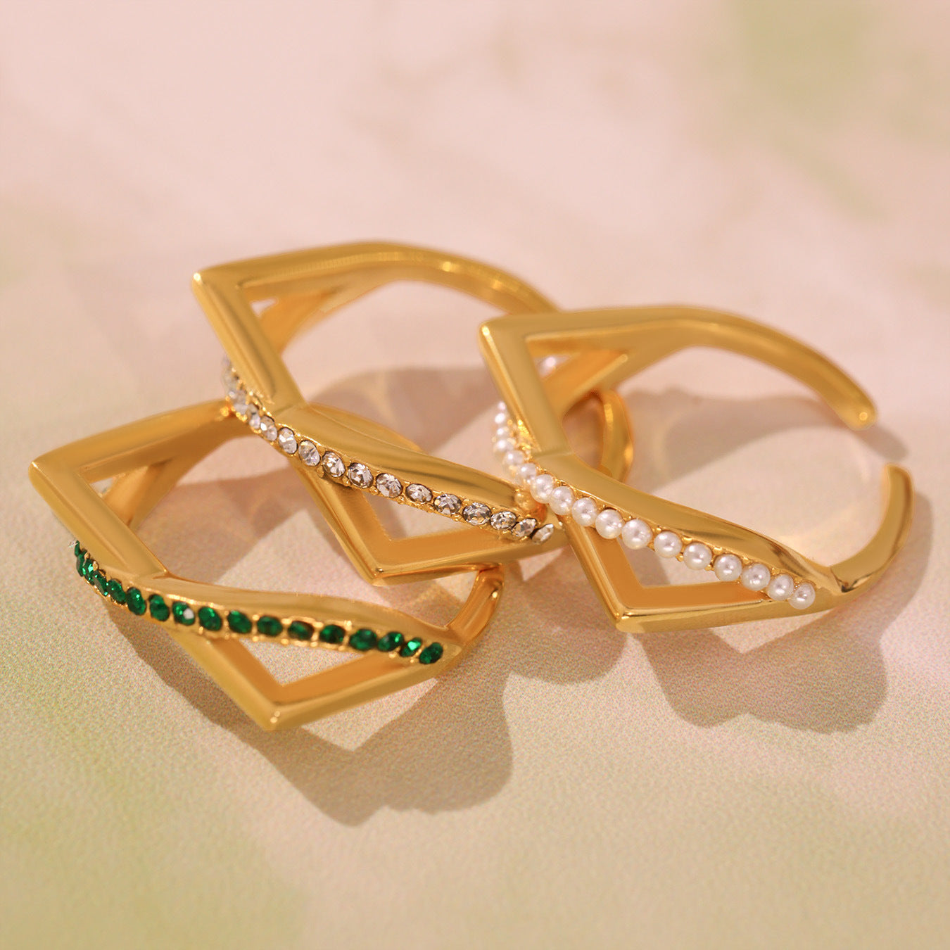 Planderful Zircon Bead Ring For Women Open Design Luxury