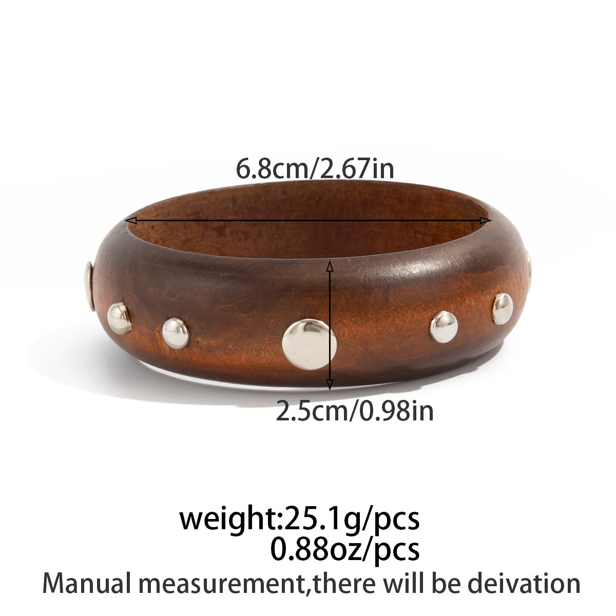 Cold And Exaggerated National Style Wooden Wide Bracelet Star Geometric Rivet Bracelet