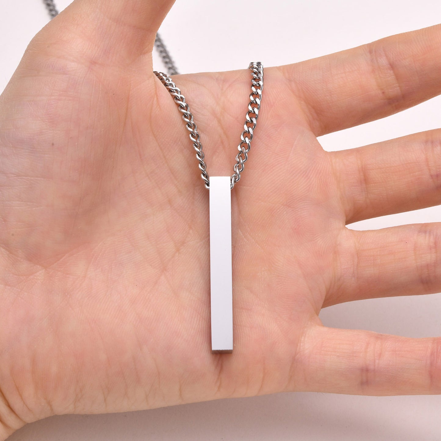 Geometric Necklace Stainless Steel All-Light Rectangle Pendant Jewelry for Men