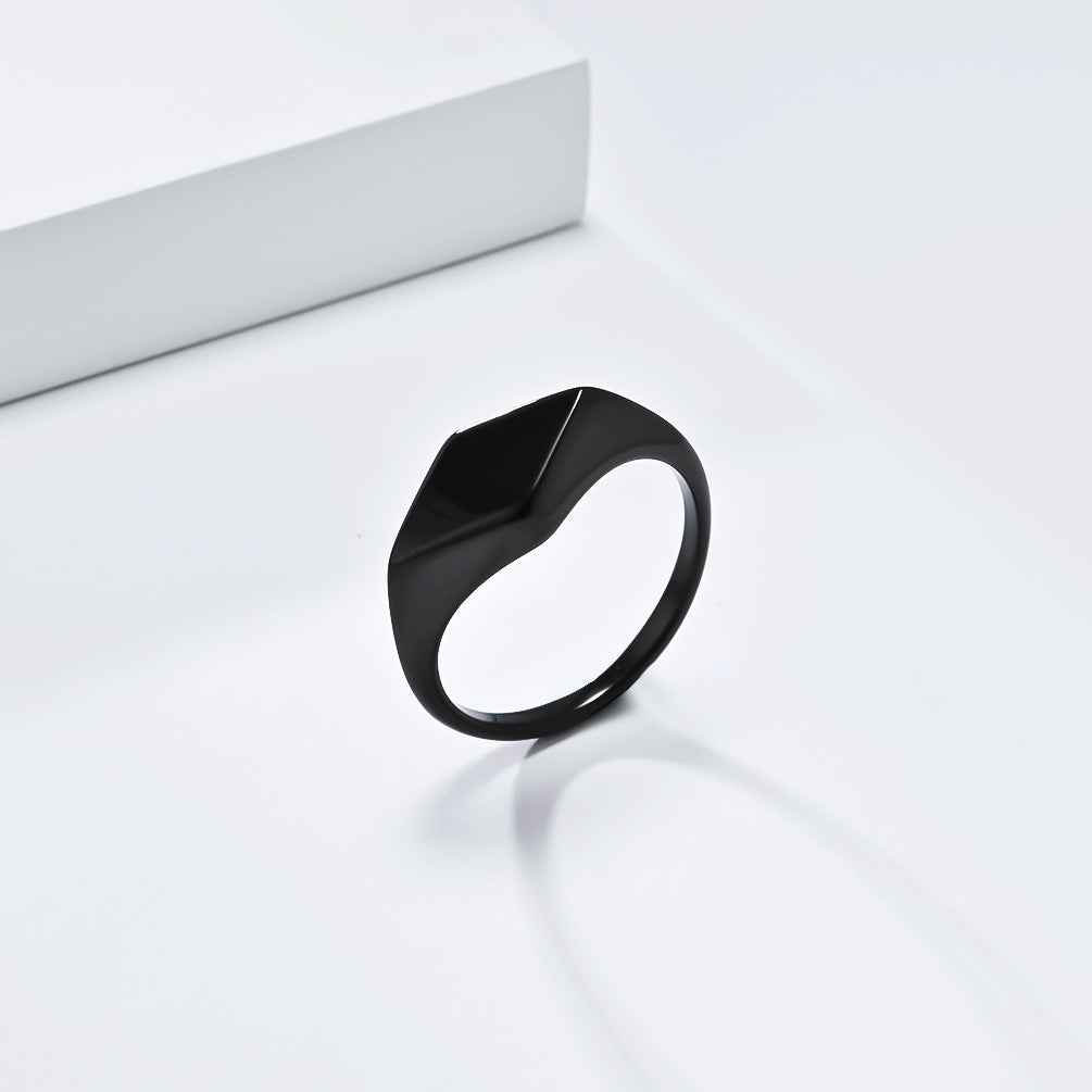 Planderful Rhombus Geometry Ring Titanium Steel Minimalist Design for Trendsetters Men Women