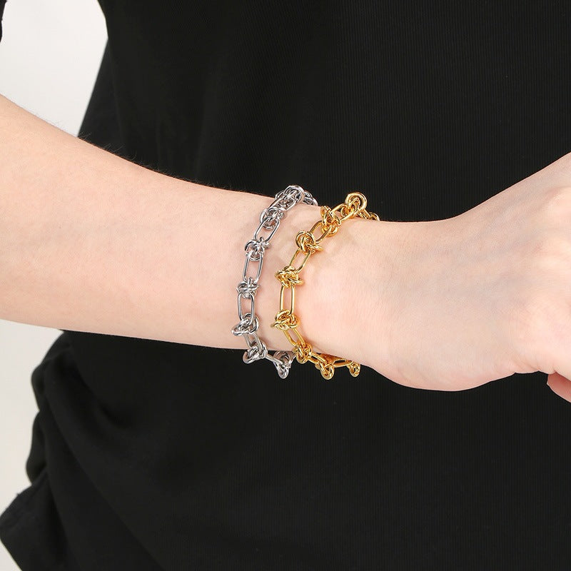 Style Knotted Design Unisex Bracelet – Cold & Titanium Steel Neutral Style