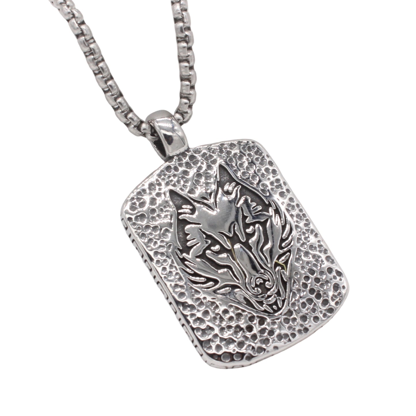 Planderful Jewelry Mens Wolf Head Pendant In Titanium Steel Personalized Retro Style