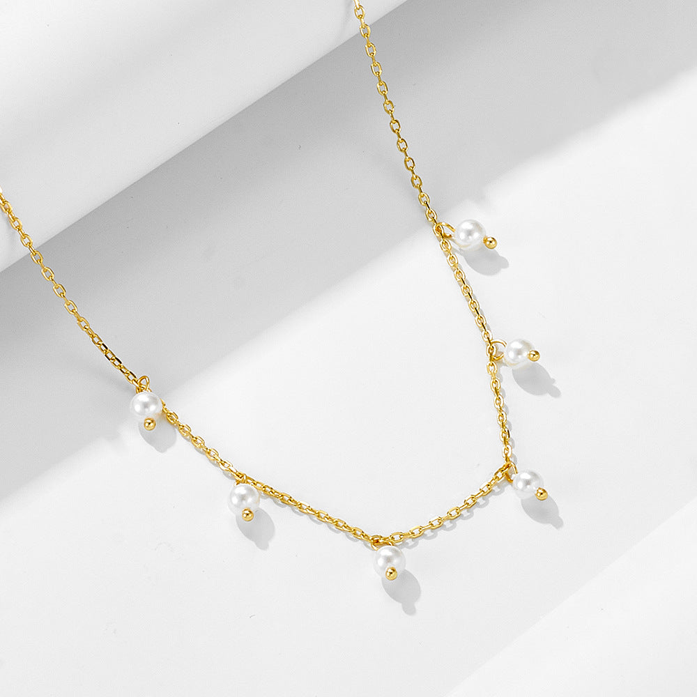 Retro Style Sterling Silver Necklace Shell Pearl High Elegant