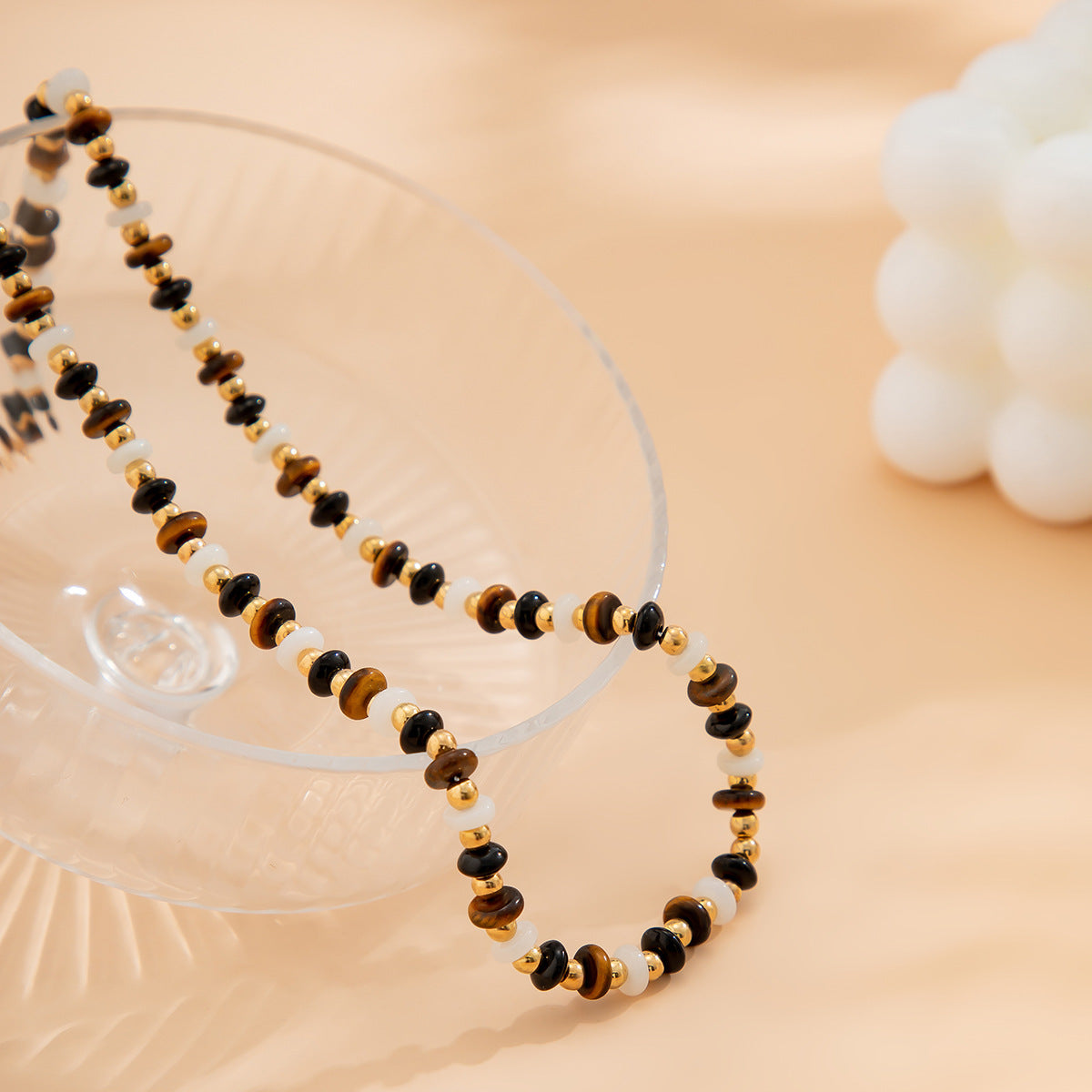 Planderful Vienna Verve Beaded Tiger Stone Necklace For Women Geometric Glass Beads Retro Handmade Statement Jewelry