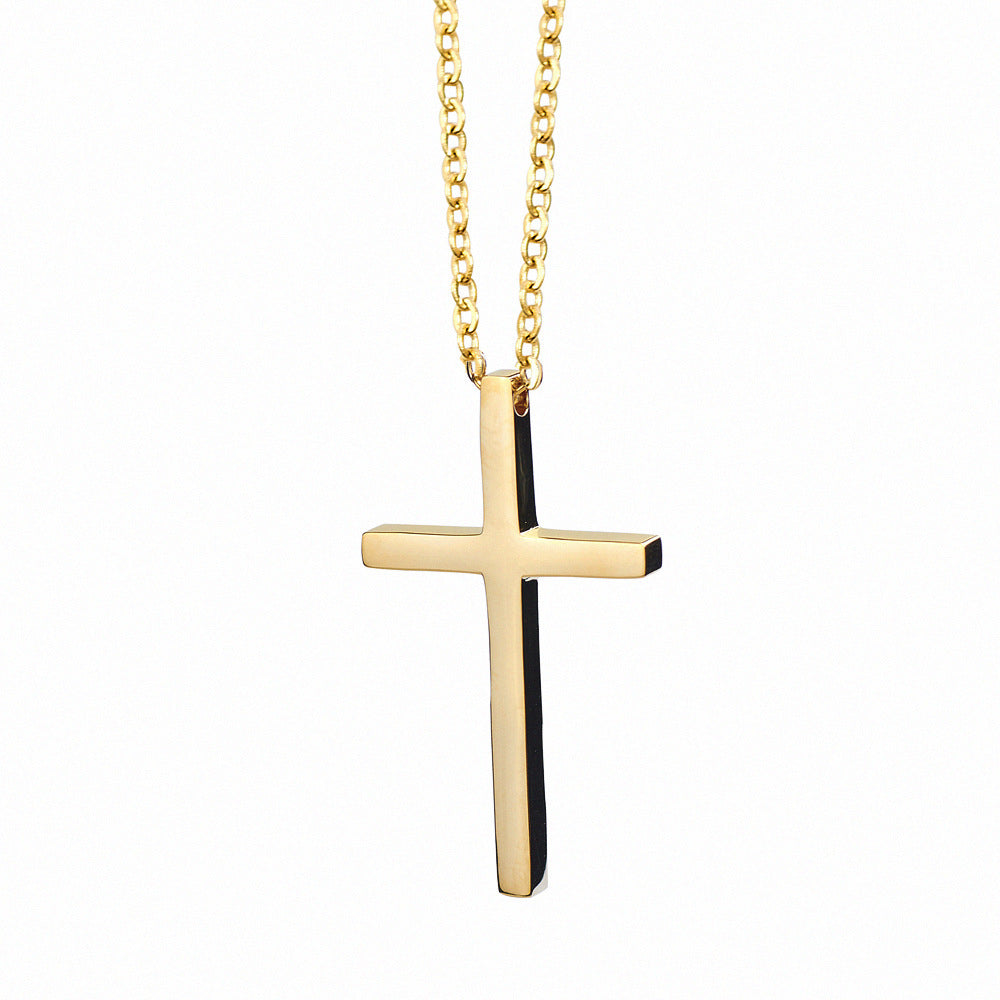 Planderful Everyday Genie Unisex Cross Necklace Titanium Steel Glossy Non Fading Durable Accessory
