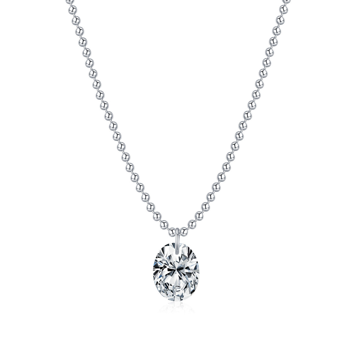 925 Sterling Silver Moissanite Bean Chain Necklace