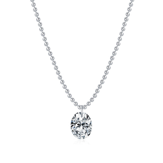 925 Sterling Silver Moissanite Bean Chain Necklace