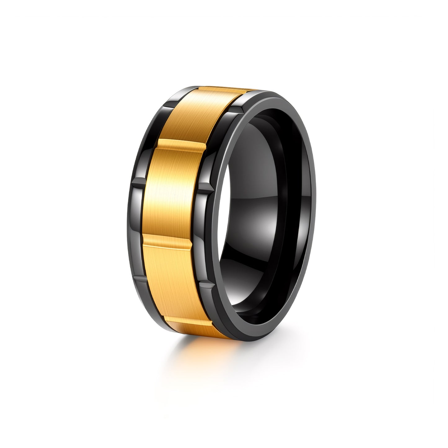 Planderful Premium 8mm Rotating Ring Two Tone Splicing Stainless Steel For Men Unisex Statement Jewelry