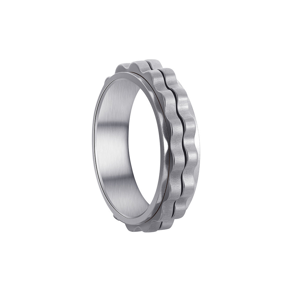 Planderful 6mm Titanium Steel Gear Ring Rotating Pressure Relief For Unisex Hands Everyday Genie