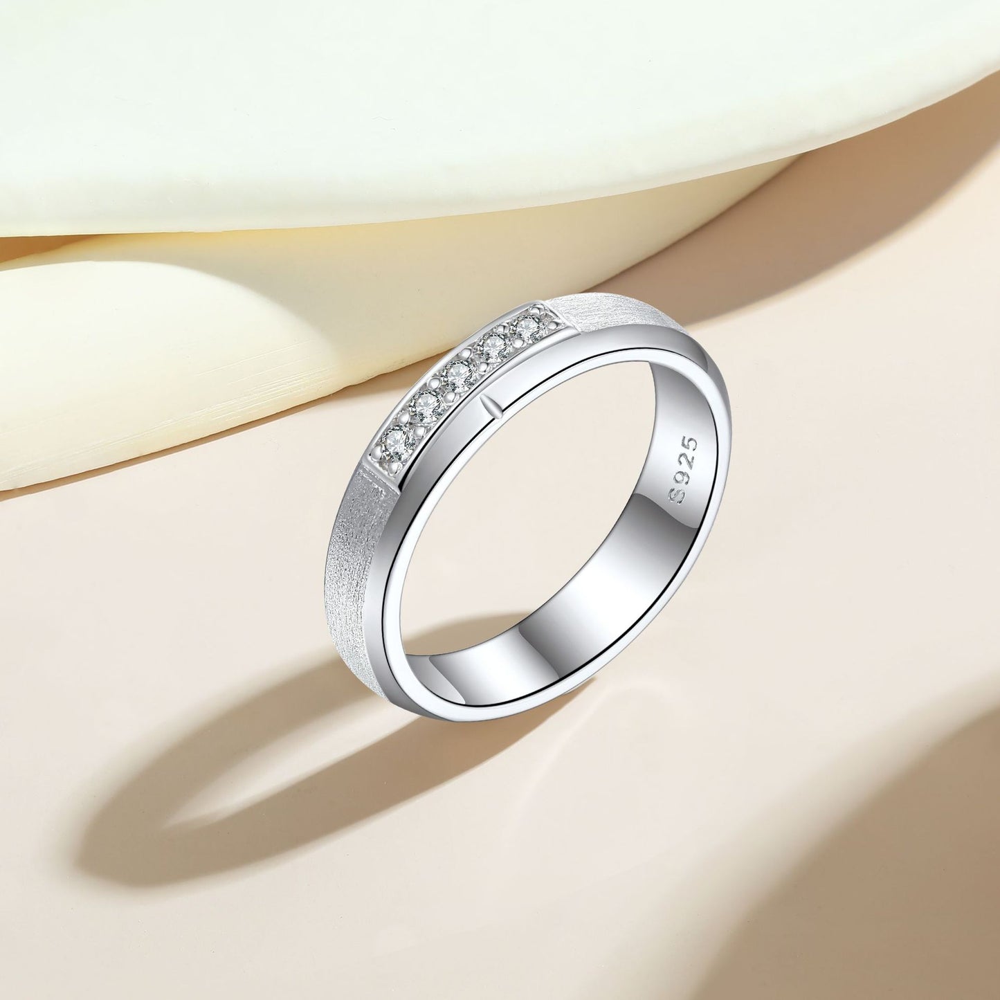 European And American Sterling Silver Brushed Matte Ring S925