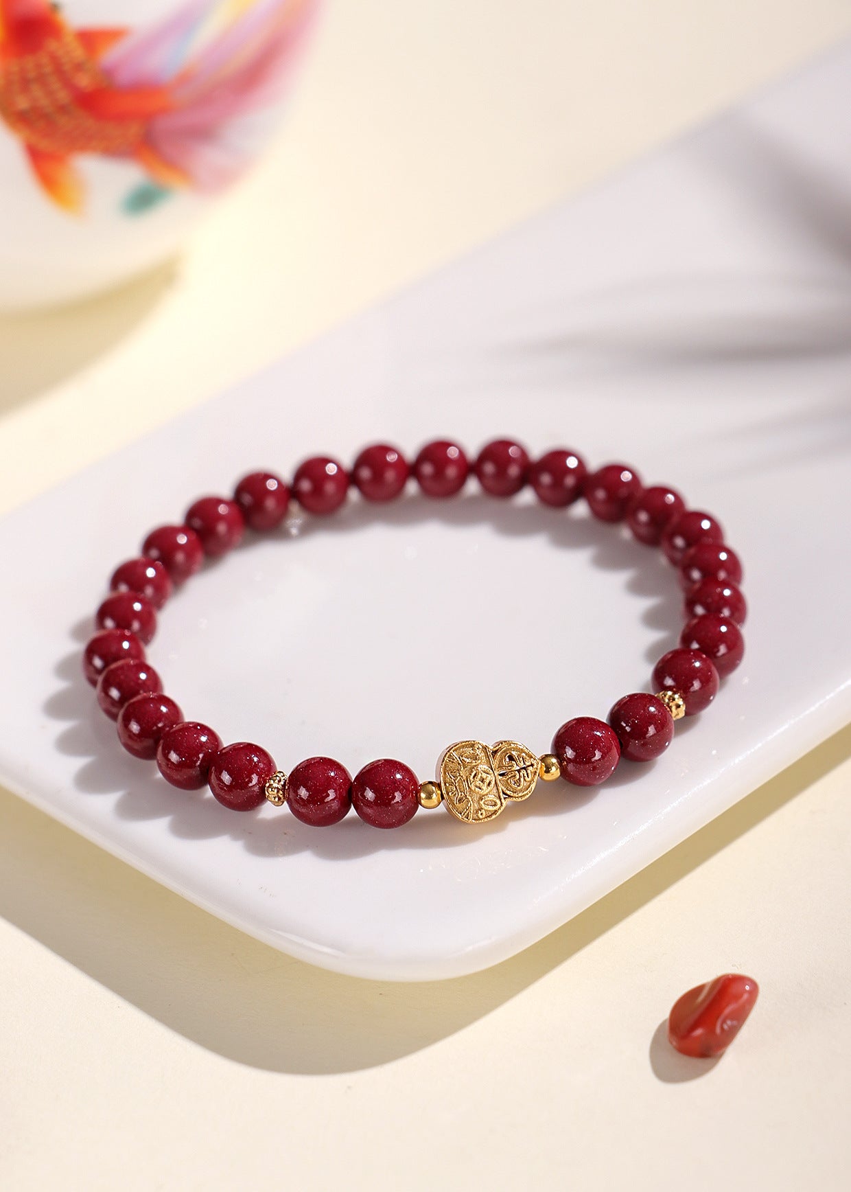 Planderful Fortune's Favor Bracelet – Unique Cinnabar and Jade Design