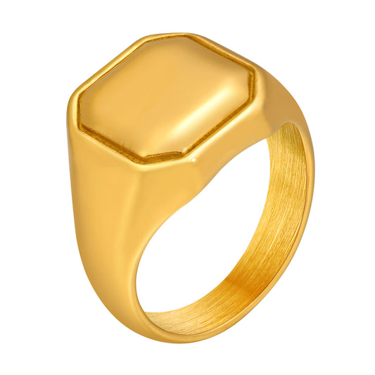 Accessories Stainless Steel Ring Unisex 18K Gold Seal Ring