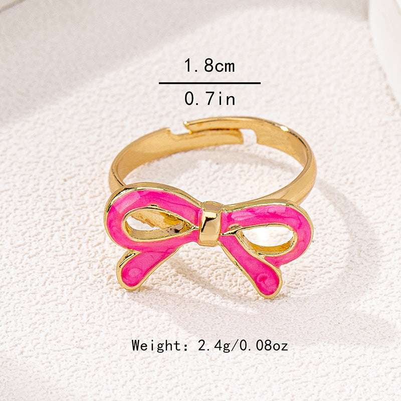 Stylish Versatile Metal Color Drip Bow Ring for Women