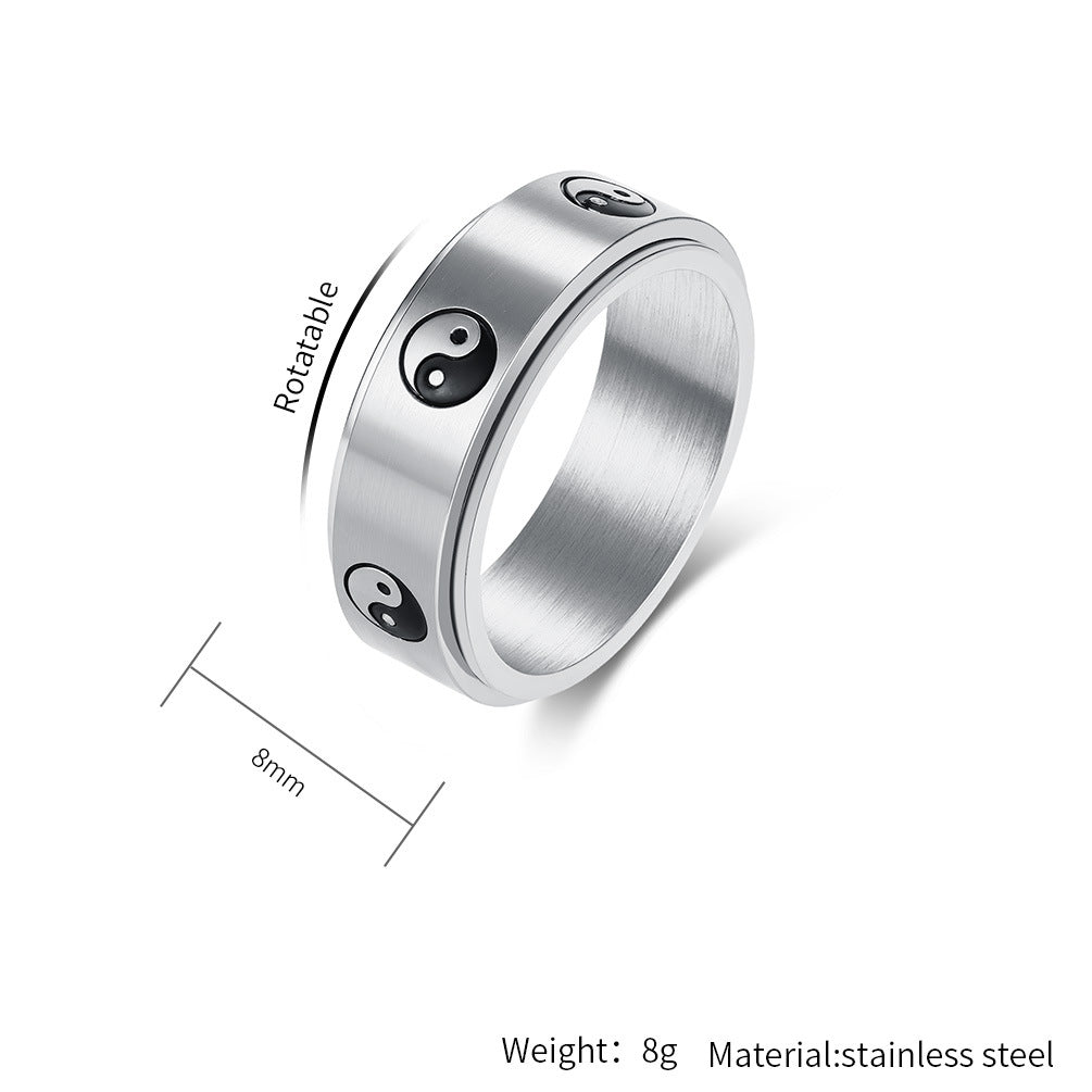 Steel Ring – Elegant Taoist Yin Yang Taiji Ring