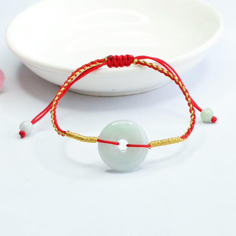 Jadeite Peace Buckle & Red Cord Bracelet