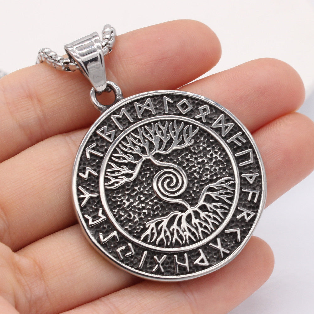 Planderful Viking Tree of Life Pendant Titanium Steel Unisex Jewelry for Men and Women Protection Statement