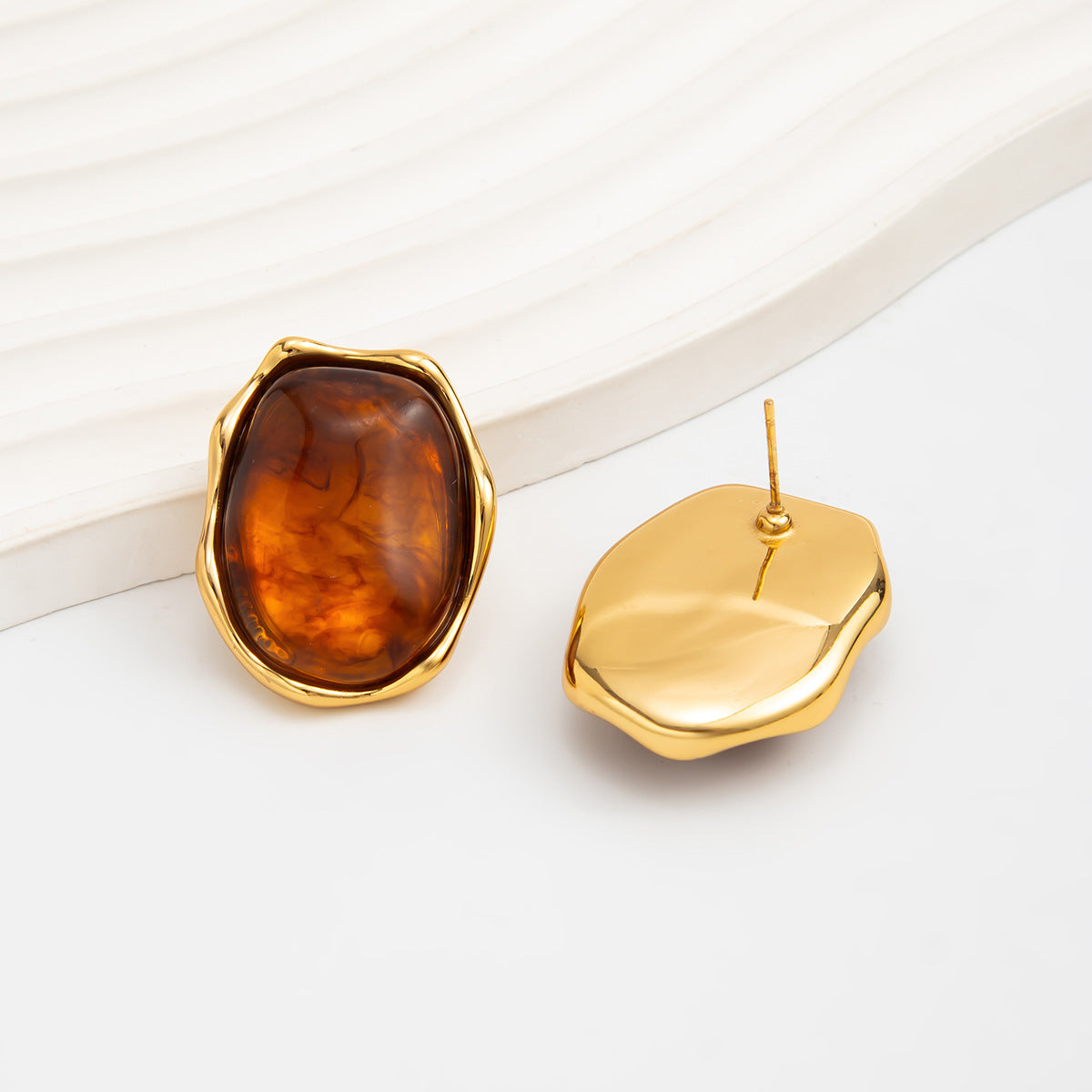 Planderful Vienna Verve Stainless Steel Irregular Concave Convex Stud Earrings For Women Geometric Statement Jewelry