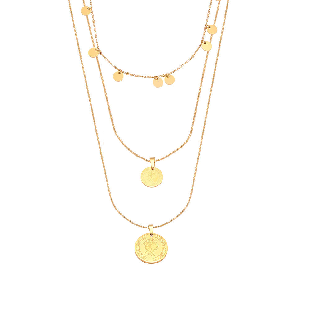 18K Gold Plated Queen Portrait Clavicle Necklace Planderful