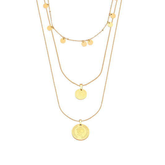 18K Gold Plated Queen Portrait Clavicle Necklace Planderful