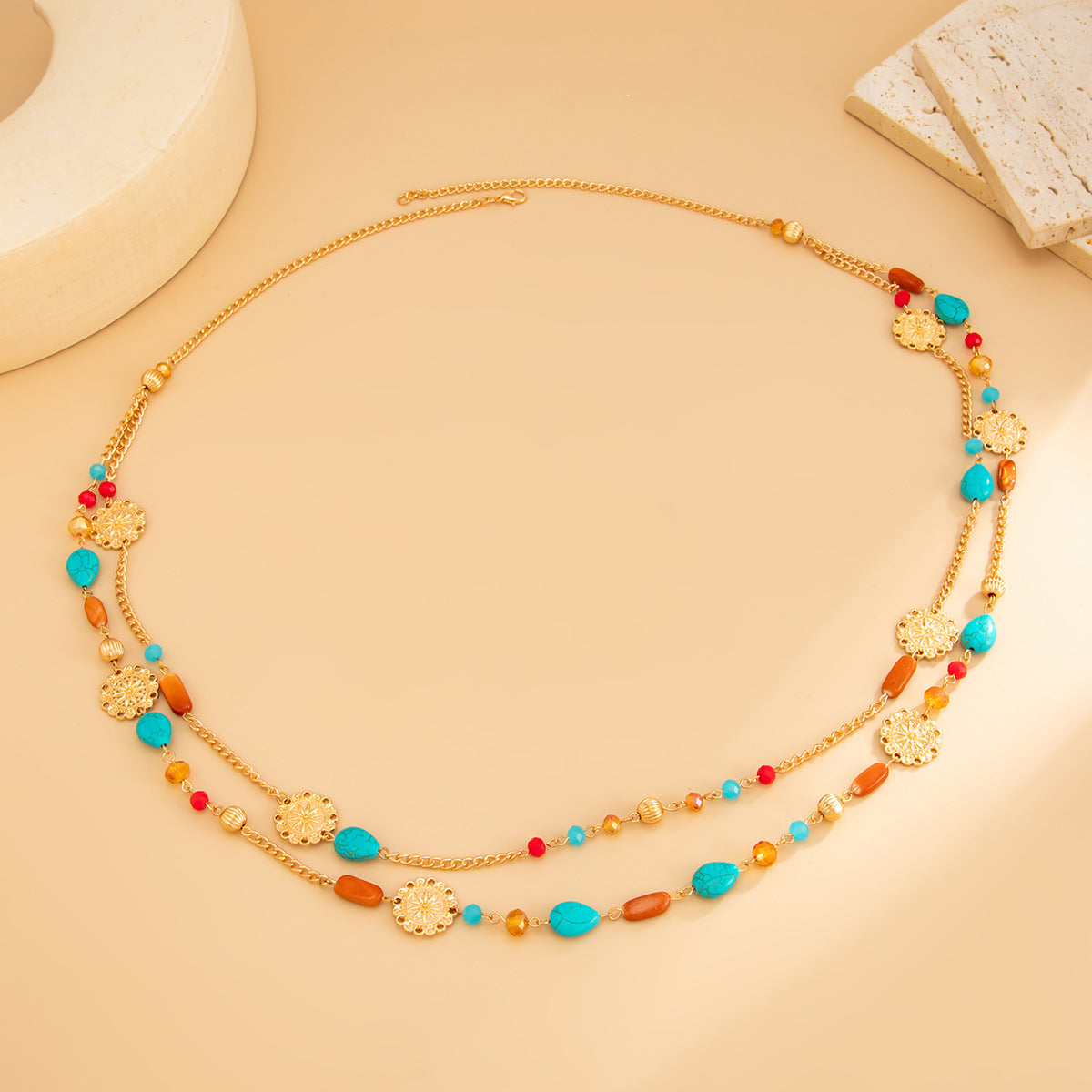 Retro Star-Shaped Fringed Sweater Chain For Imitation Pearls Stacked With Long Necklaces Necklace