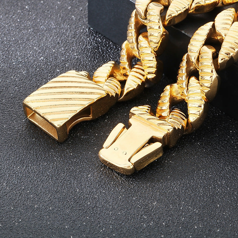 Planderful Titanium Steel Bracelet Unisex Cuban Chain Bold