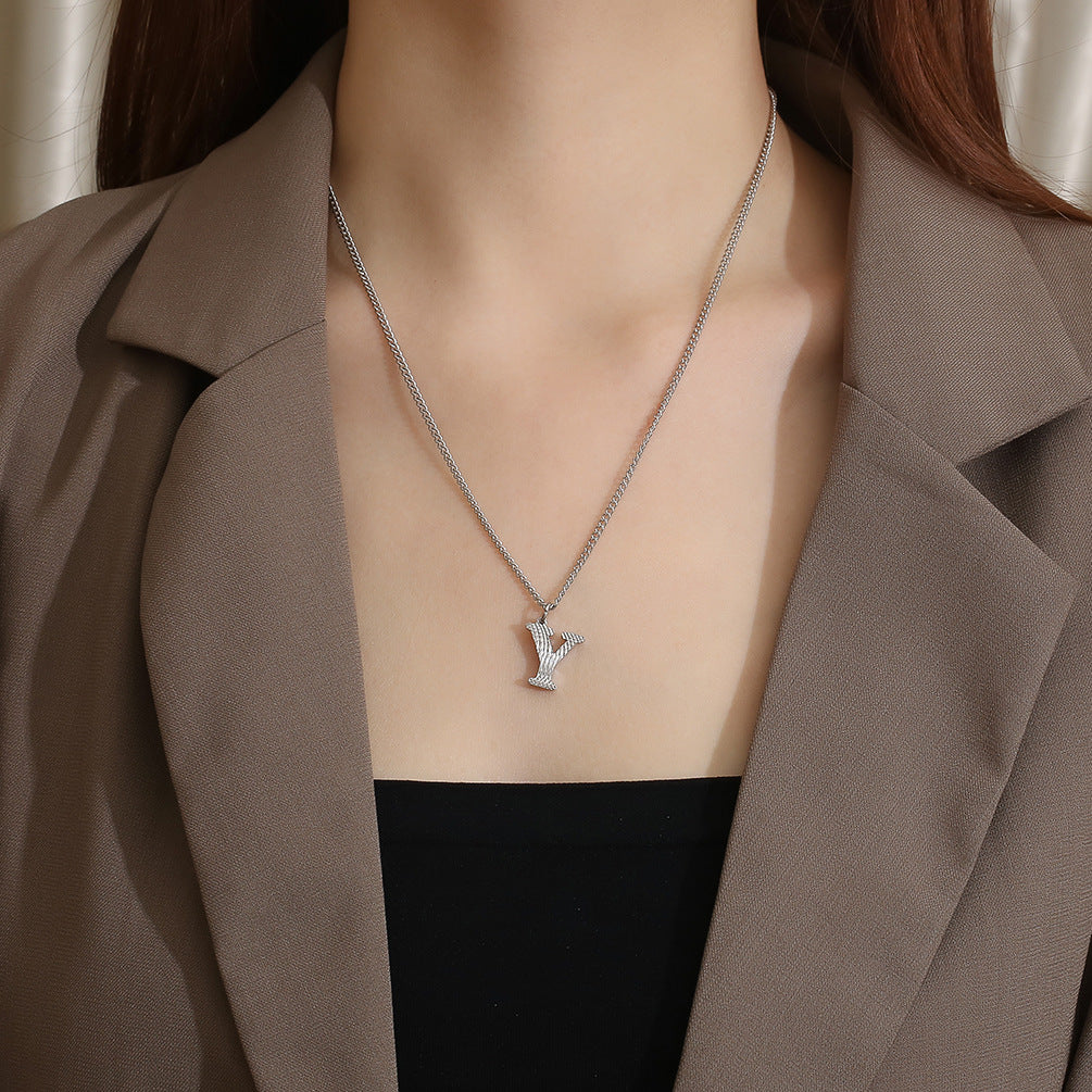 Planderful Everyday Genie Gold Plated Letter Surname Pendant For Couples Unisex Premium Magazine Style Jewelry
