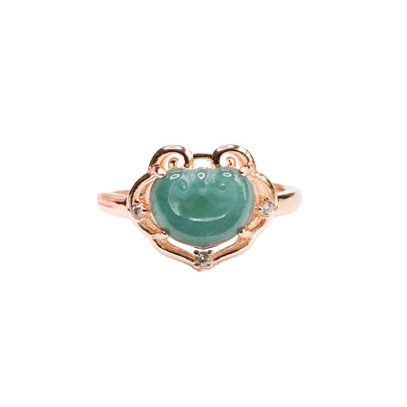 Icy Blue Jadeite Ruyi Ring