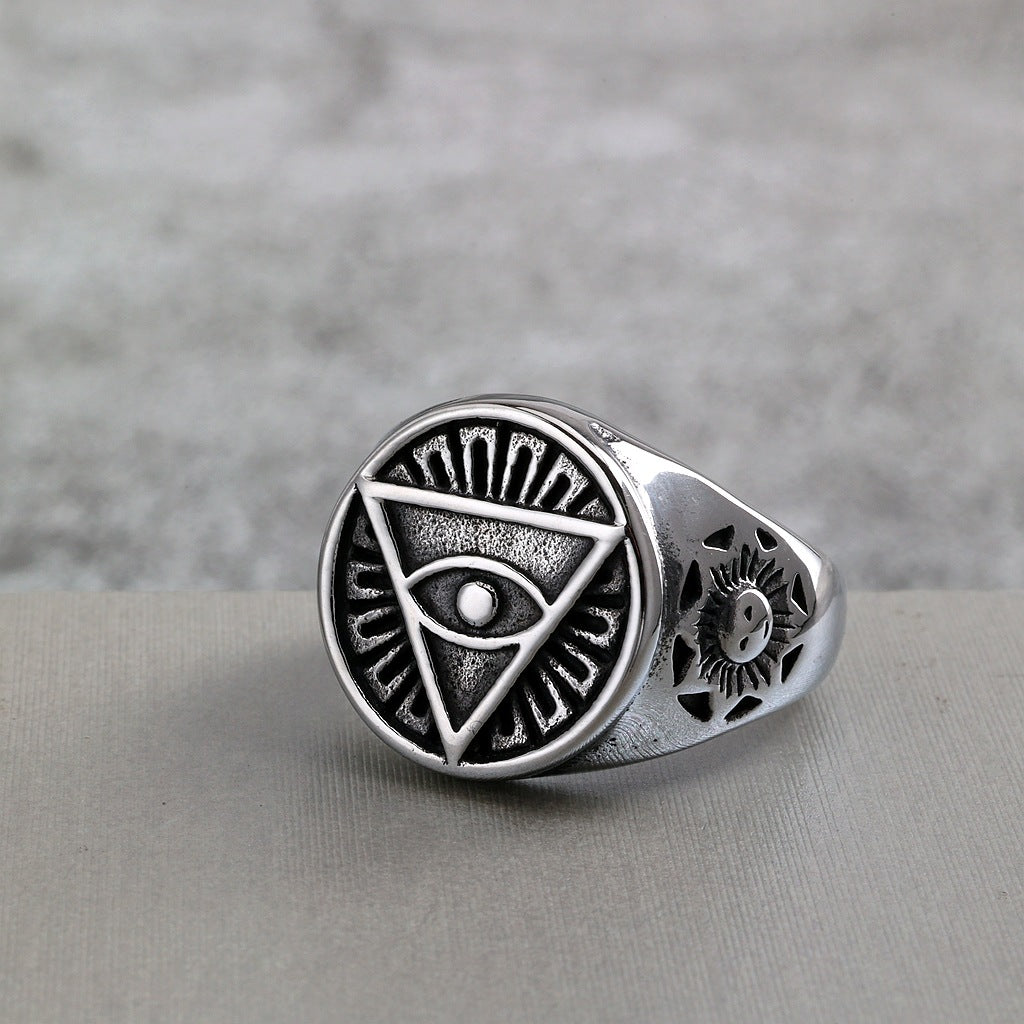 Vintage Eye of Horus Egyptian Stainless Steel Ring