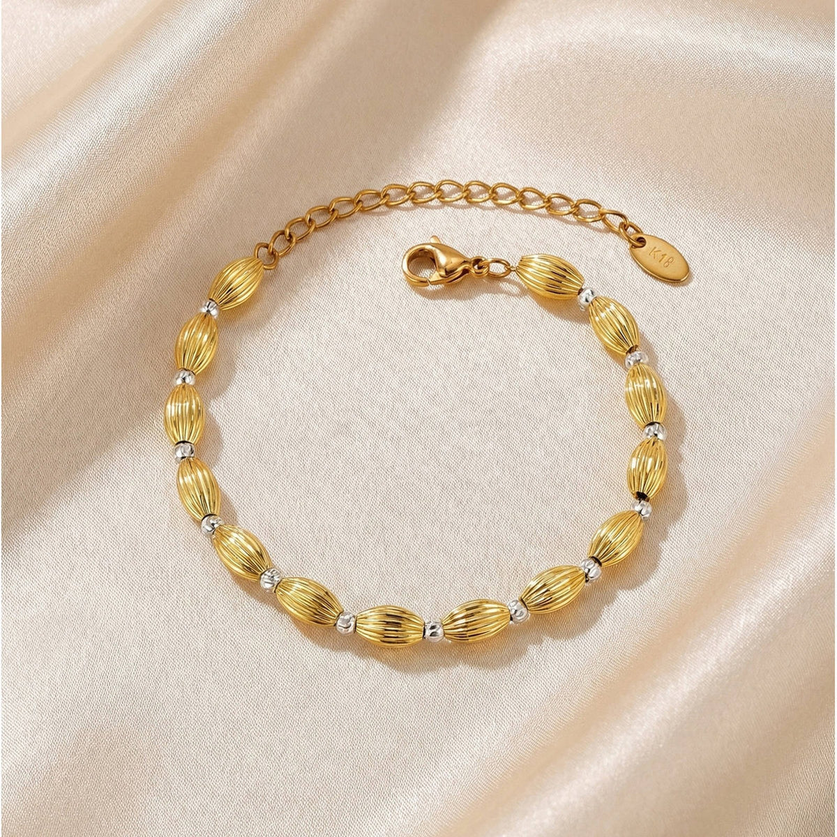 Korean Metal Splicing Beaded Stainless Steel Bracelet