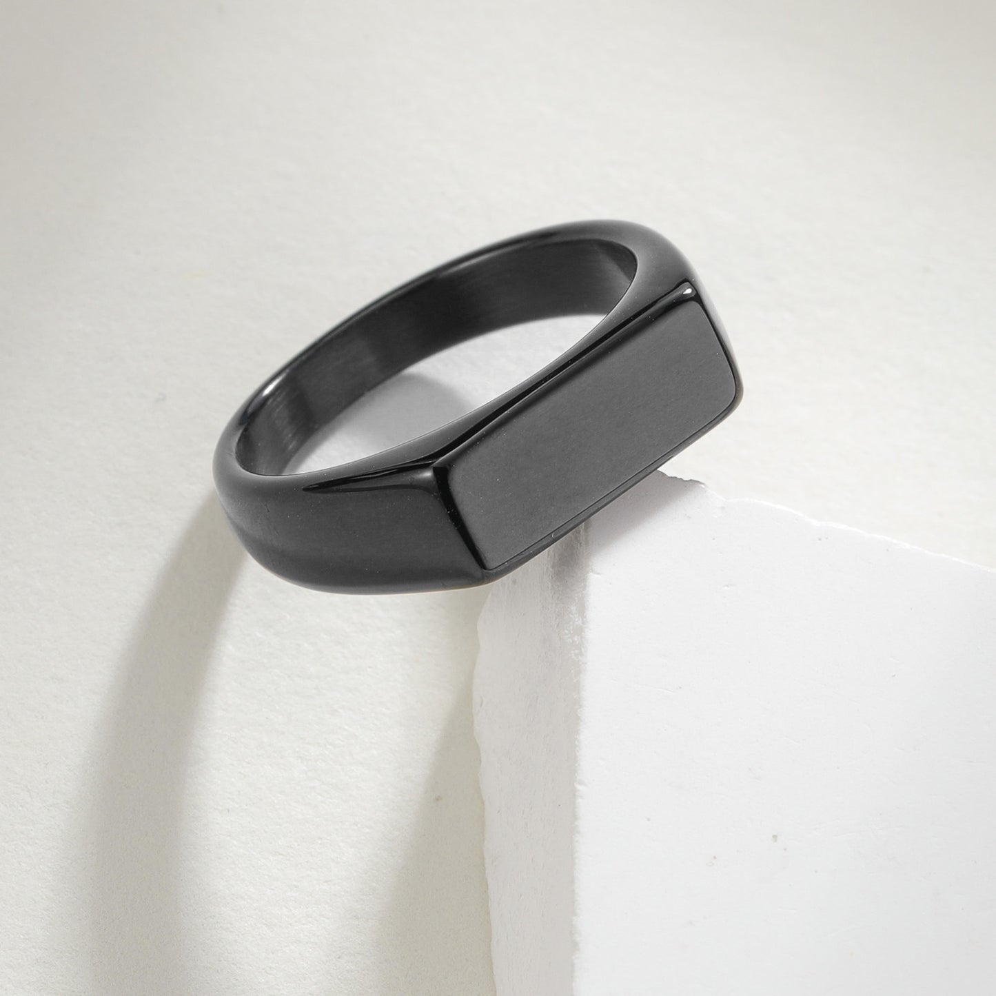 Planderful Titanium Steel Rectangular Ring Unisex Retro Personality Casting Protection Statement Jewelry