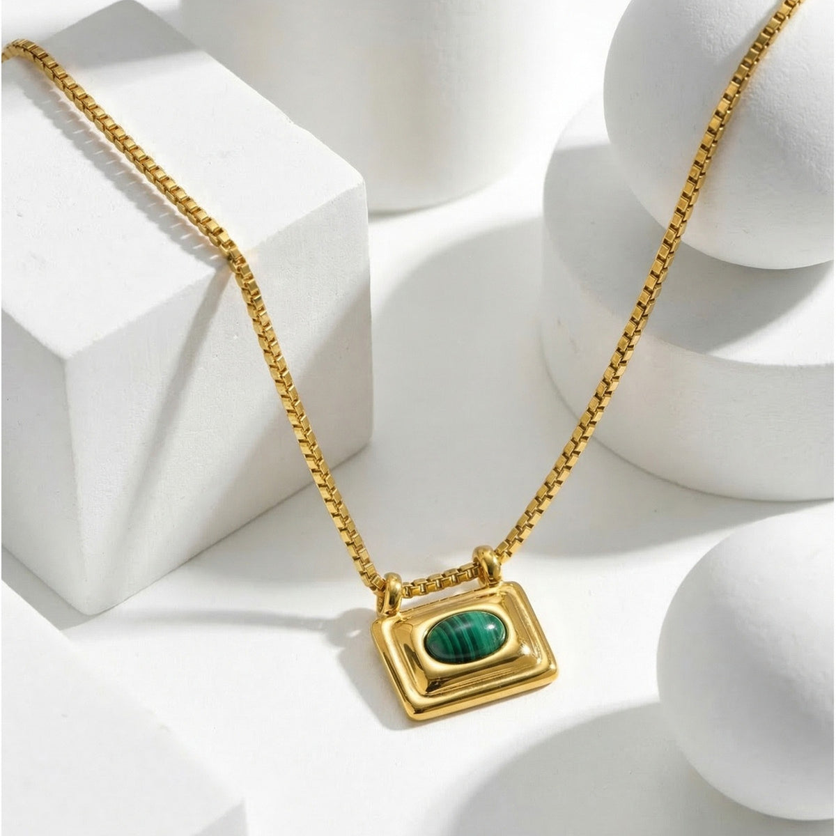 Version Of Sweet Cool Wind Live Broadcast Women's Stainless Steel Rectangular Natural Necklace