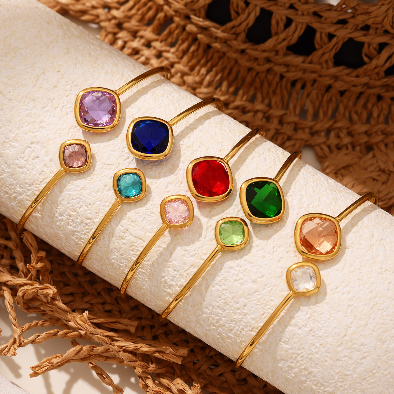 Planderful Czech Glass Stone Open Bracelet Women Fashion