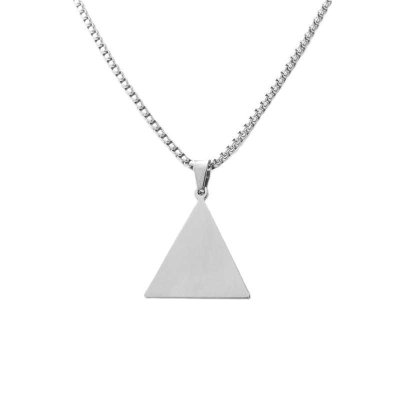 Trendy Men's Titanium Steel Triangular Pendant Necklace with Retro Sequins