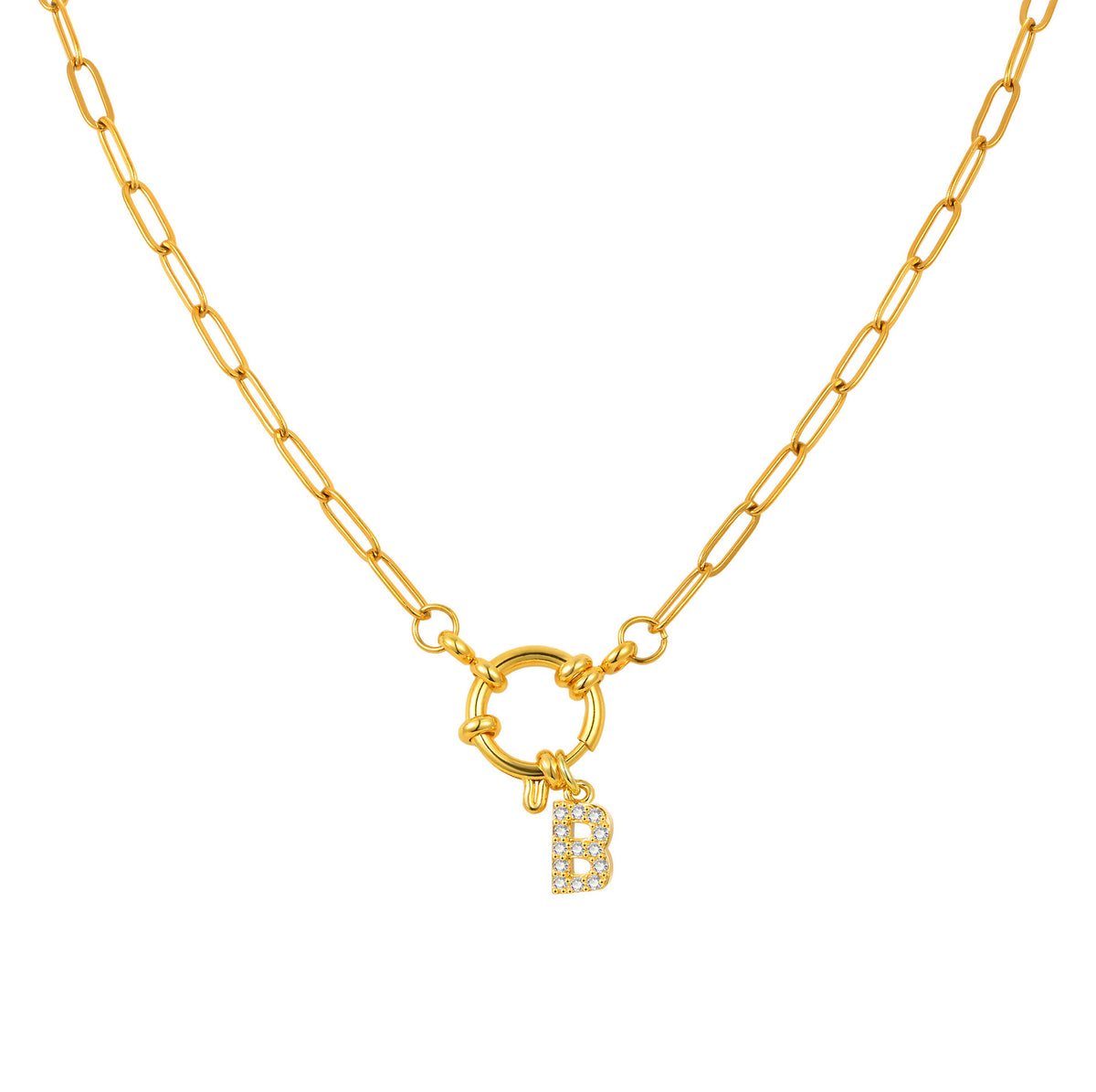 Name Letter Stainless Steel Small Square Chain Bubble Buckle Copper 26 Letter Necklace