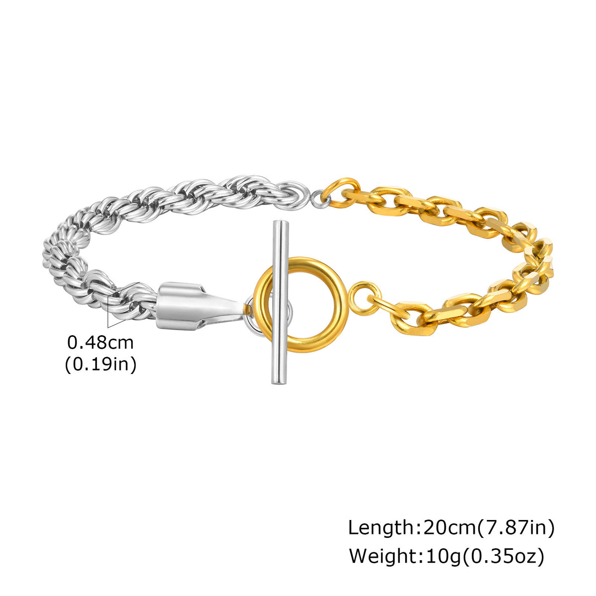 Braided Two-Tone Stainless Steel Bracelet for Women