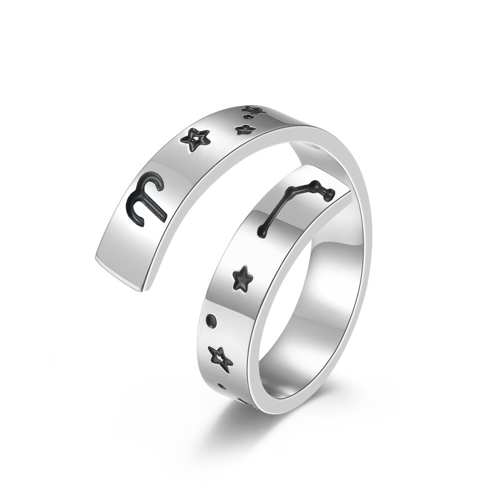 Neutral Cold Wind Twelve Constellations Adjustable Ring