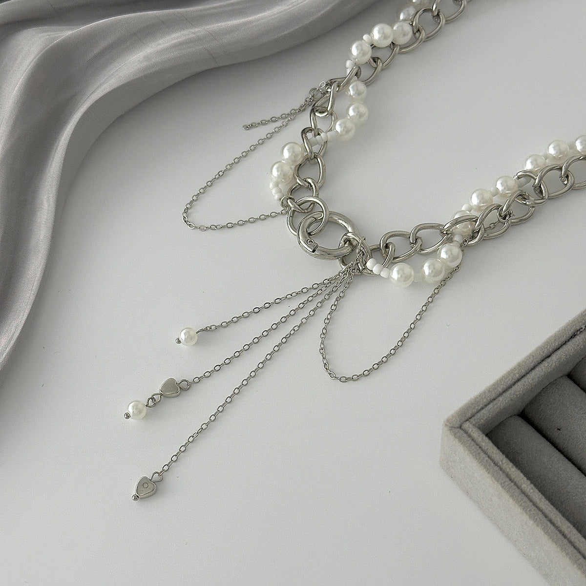 Pearl-Style Star & Cross Wrap Necklace
